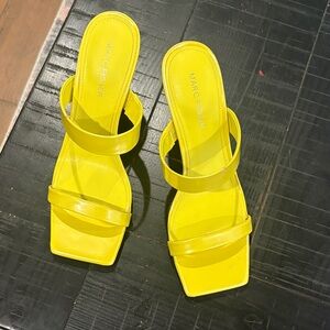 Marc Fisher Sunny Yellow Double-Strap Slide Heels